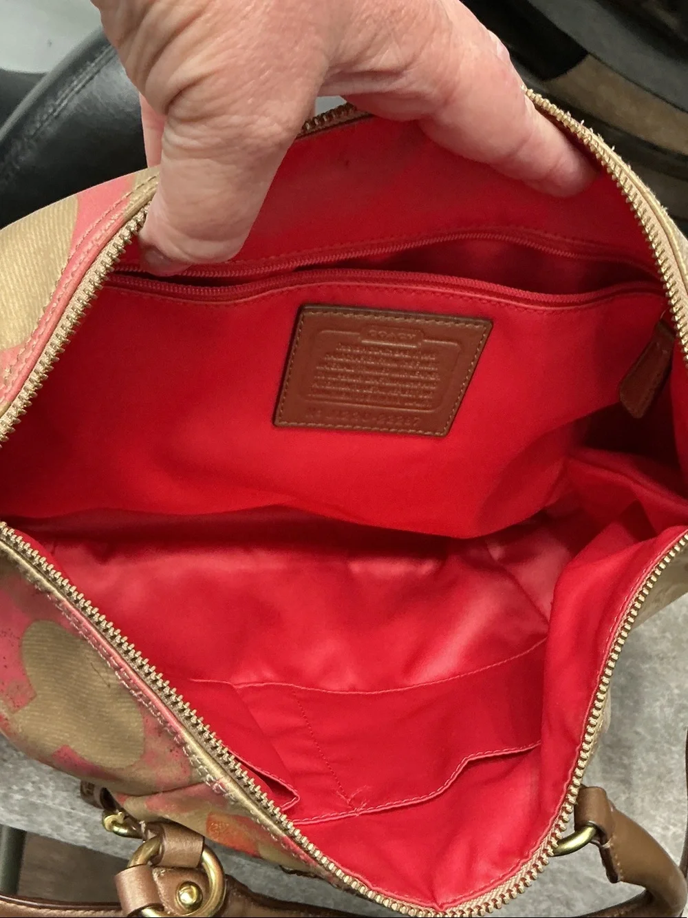 Coach Madison Op Art Metallic Signature Satchel EUC